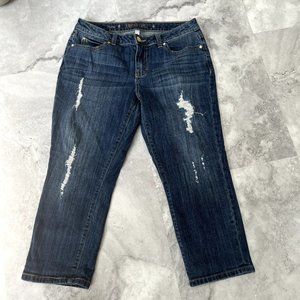 Jennifer Lopez Jeans‎ Boyfriend Crop Distressed Capri Size 8 Petite